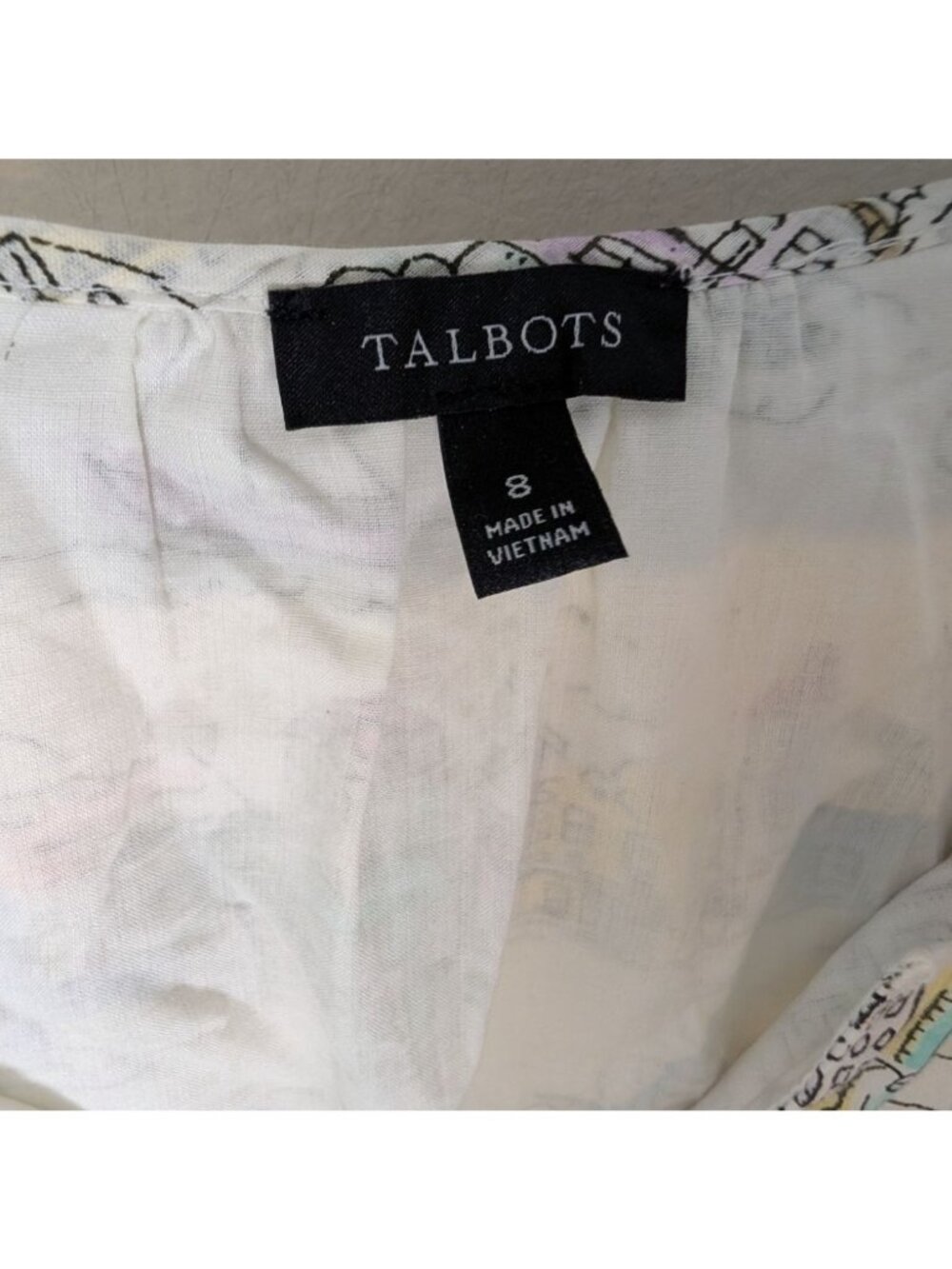 Talbots Scenic Curaçao Ruffle Fit & Flare Dress Cotton V-Neck Size 8 Sleeveless - Picture 4 of 16
